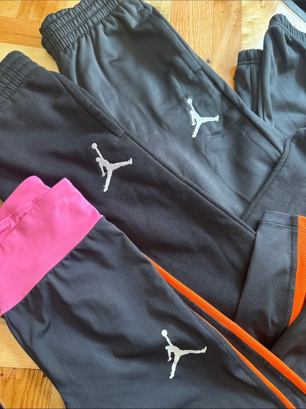 Nike Jordan Kids' Black Track Pants & Leggings Set with Orange & Pink Accents - Picture 2 of 11